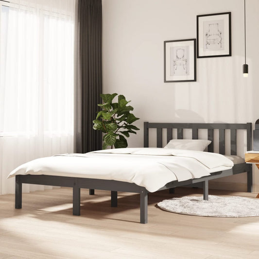 Berkfield Bed Frame Grey Solid Wood 120x200 cm