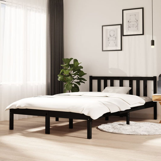 Berkfield Bed Frame Black Solid Wood 120x200 cm