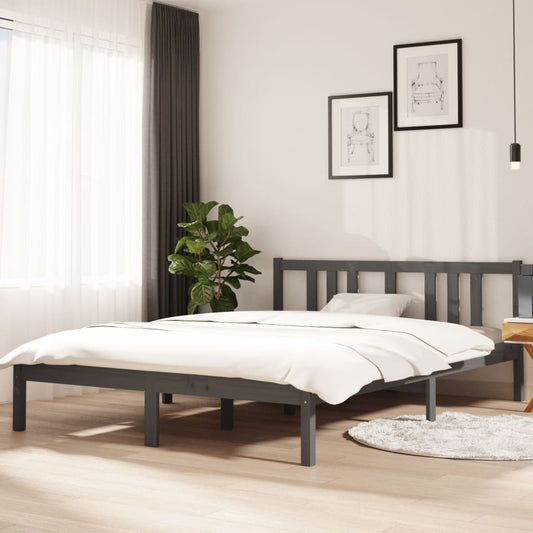 Berkfield Bed Frame Grey Solid Wood 140x200 cm