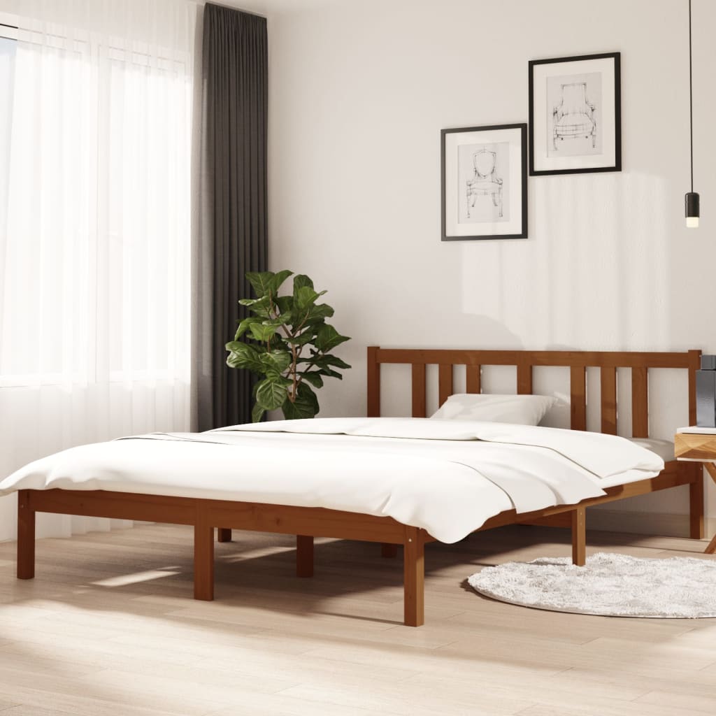 Berkfield Bed Frame Honey Brown Solid Wood 140x200 cm