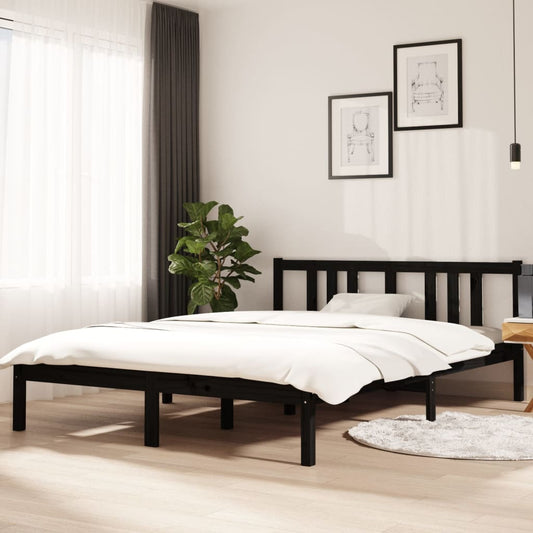 Berkfield Bed Frame Black Solid Wood 140x200 cm