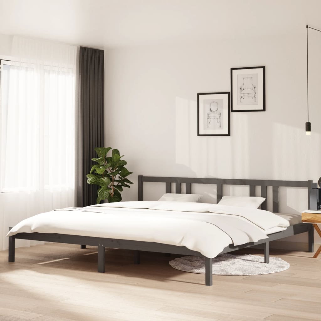 Berkfield Bed Frame Grey Solid Wood 200x200 cm