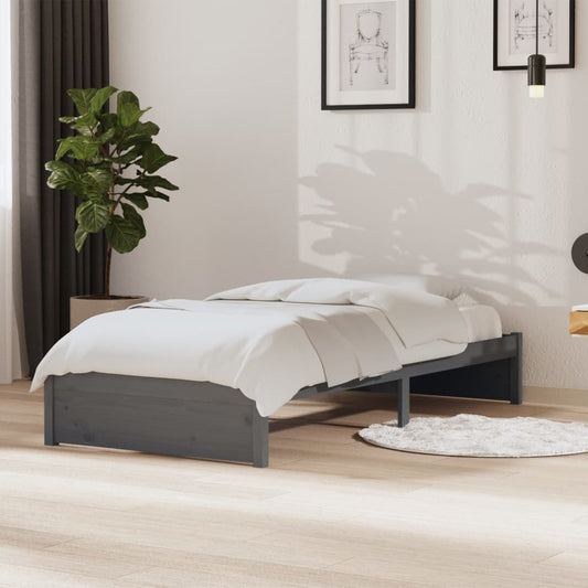 Berkfield Bed Frame Grey Solid Wood 90x190 cm Single