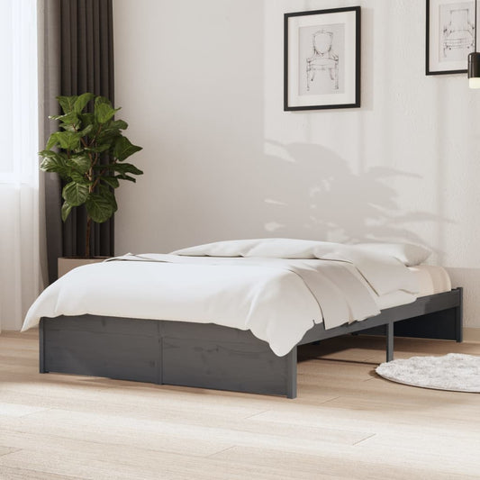 Berkfield Bed Frame Grey Solid Wood 120x190 cm Small Double