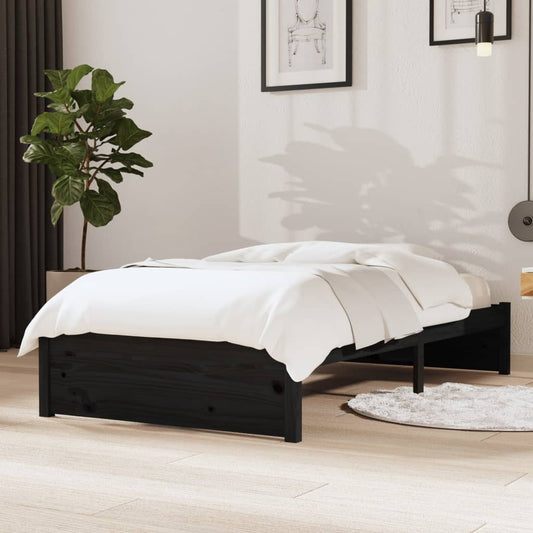 Berkfield Bed Frame Black Solid Wood 100x200 cm