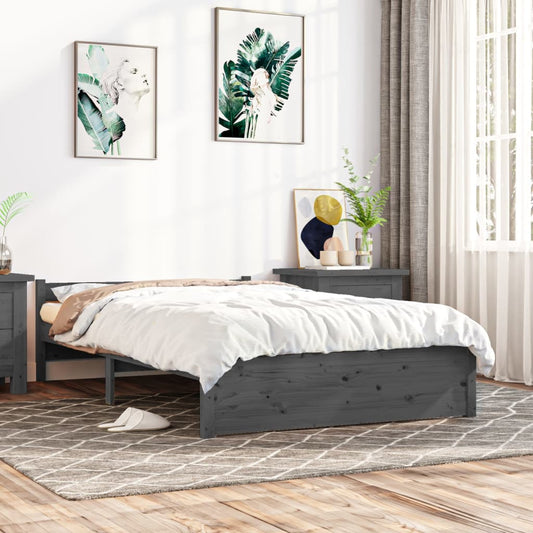 Berkfield Bed Frame Grey Solid Wood 120x190 cm Small Double