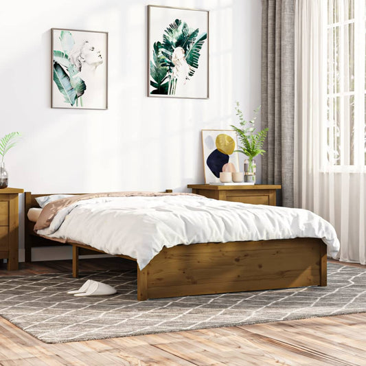 Berkfield Bed Frame Honey Brown Solid Wood 120x190 cm Small Double