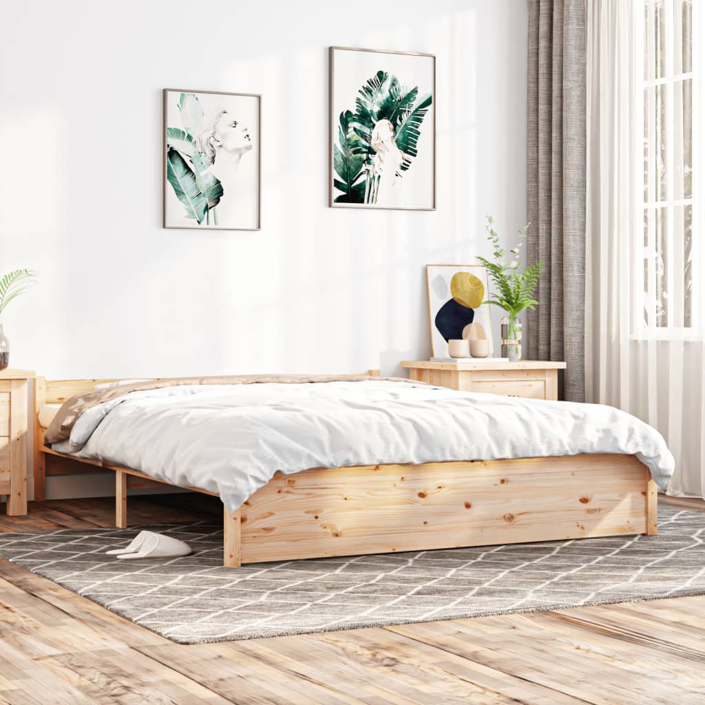 Berkfield Bed Frame Solid Wood 140x190 cm