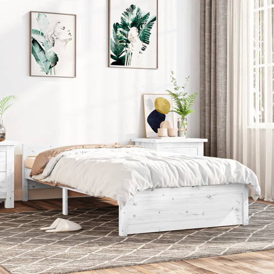 Berkfield Bed Frame White Solid Wood 90x200 cm