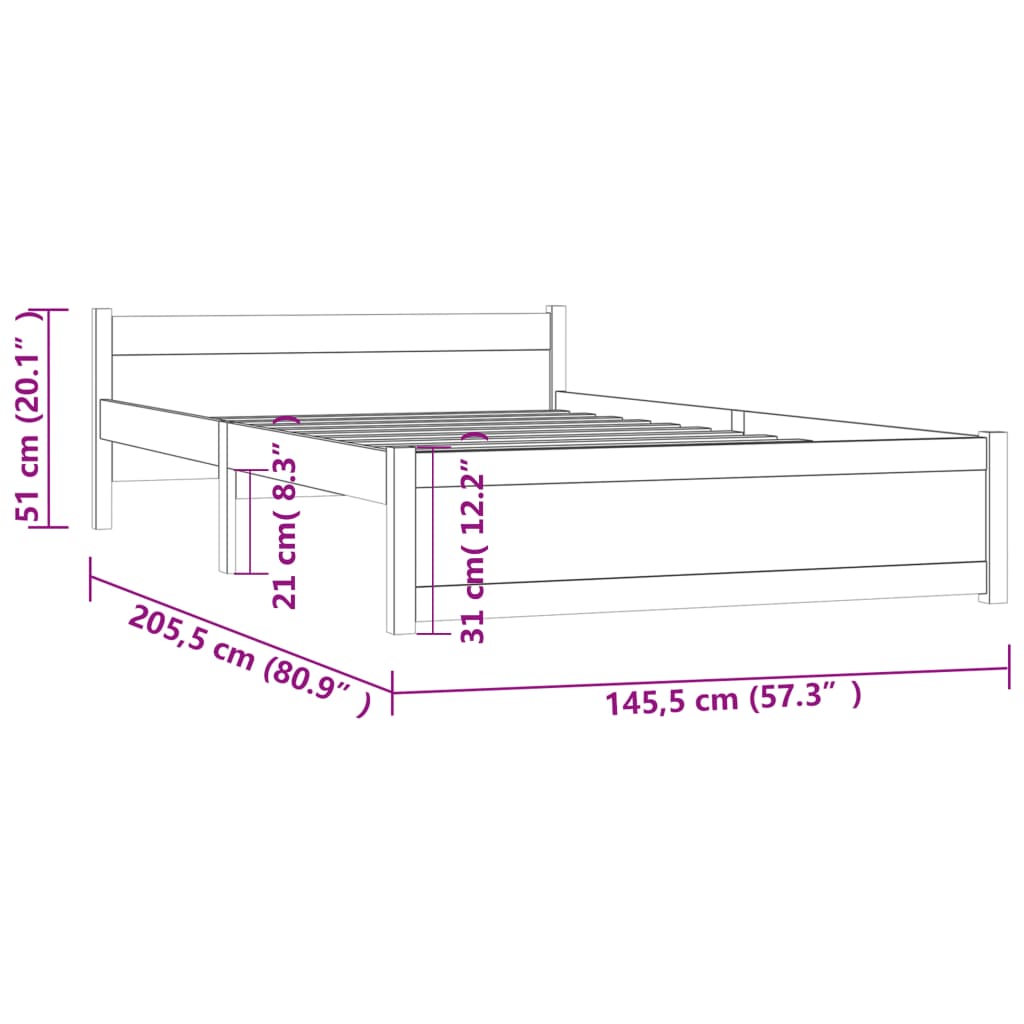 Berkfield Bed Frame Solid Wood 140x200 cm