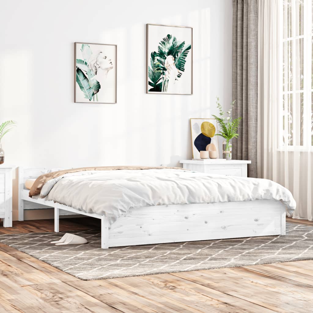 Berkfield Bed Frame White Solid Wood 150x200 cm King Size