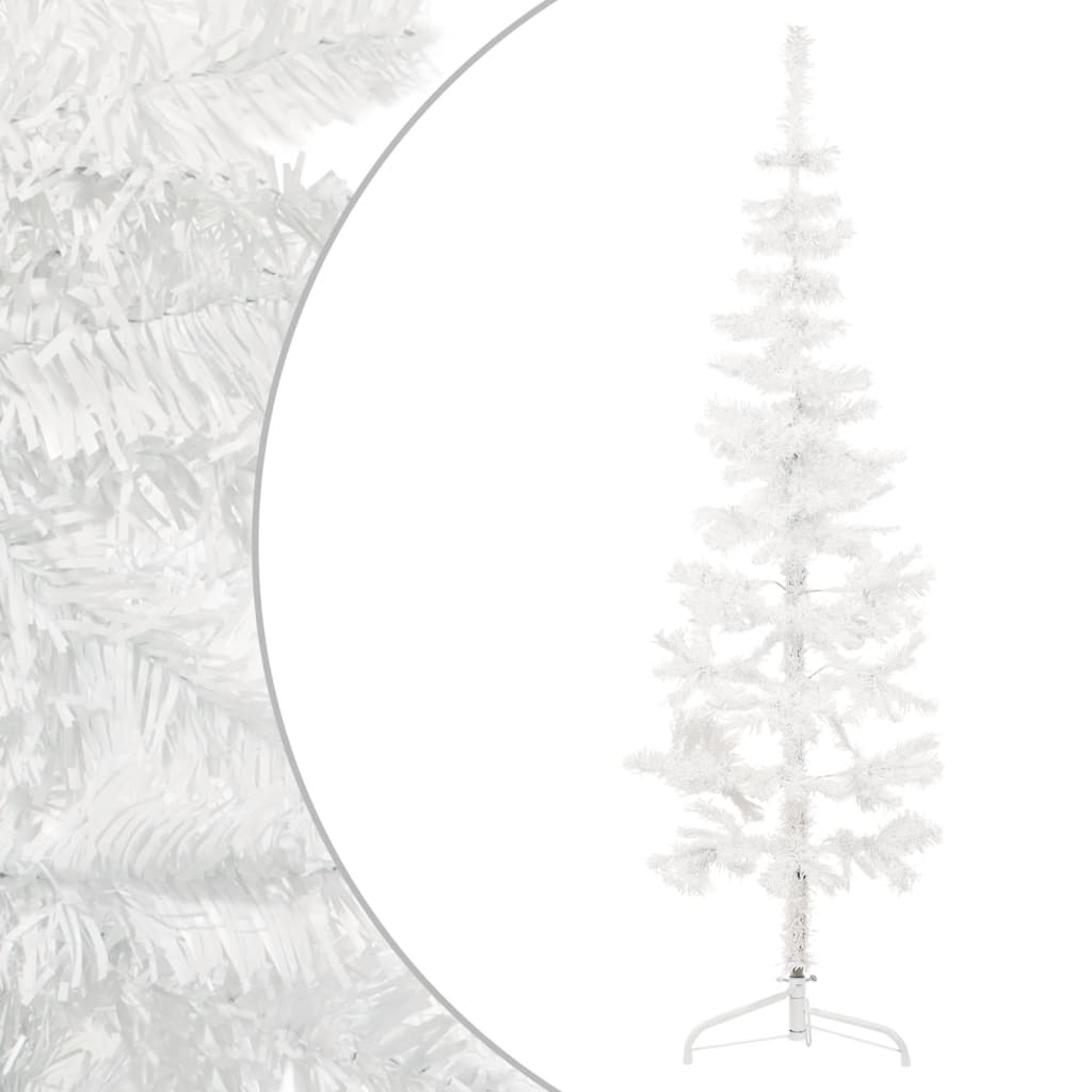 Berkfield Slim Artificial Half Christmas Tree with Stand White 150 cm