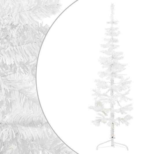 Berkfield Slim Artificial Half Christmas Tree with Stand White 150 cm