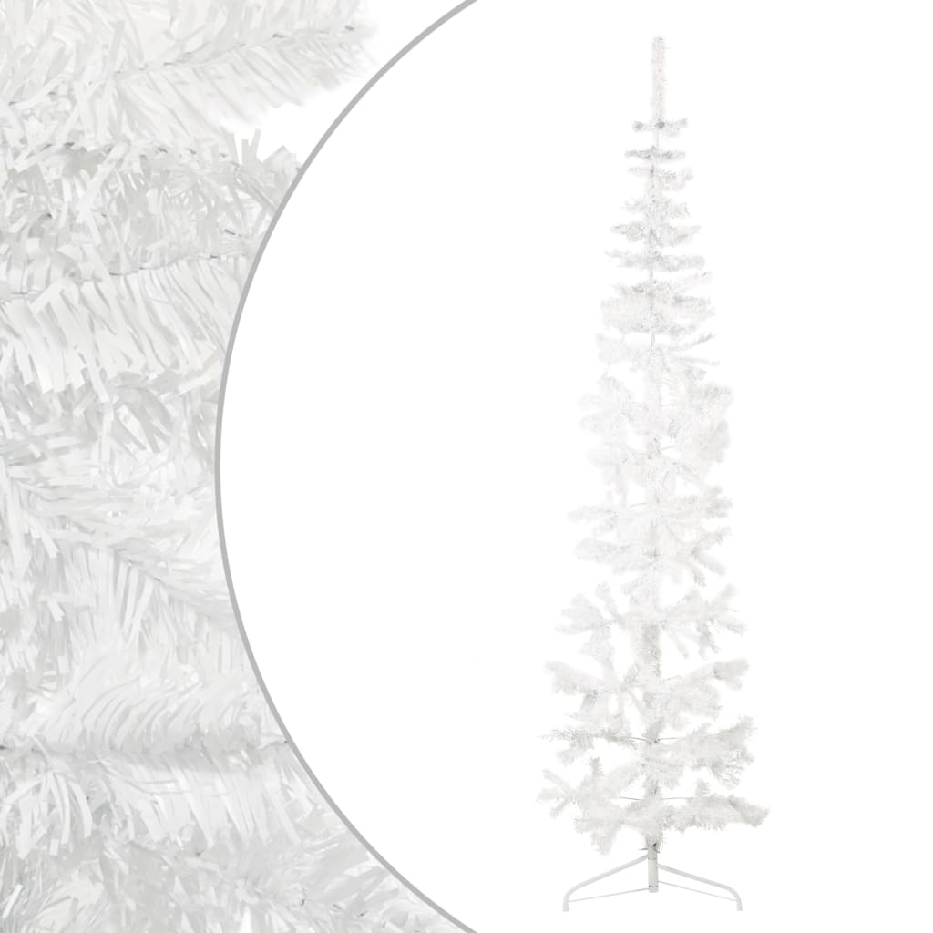 Berkfield Slim Artificial Half Christmas Tree with Stand White 240 cm