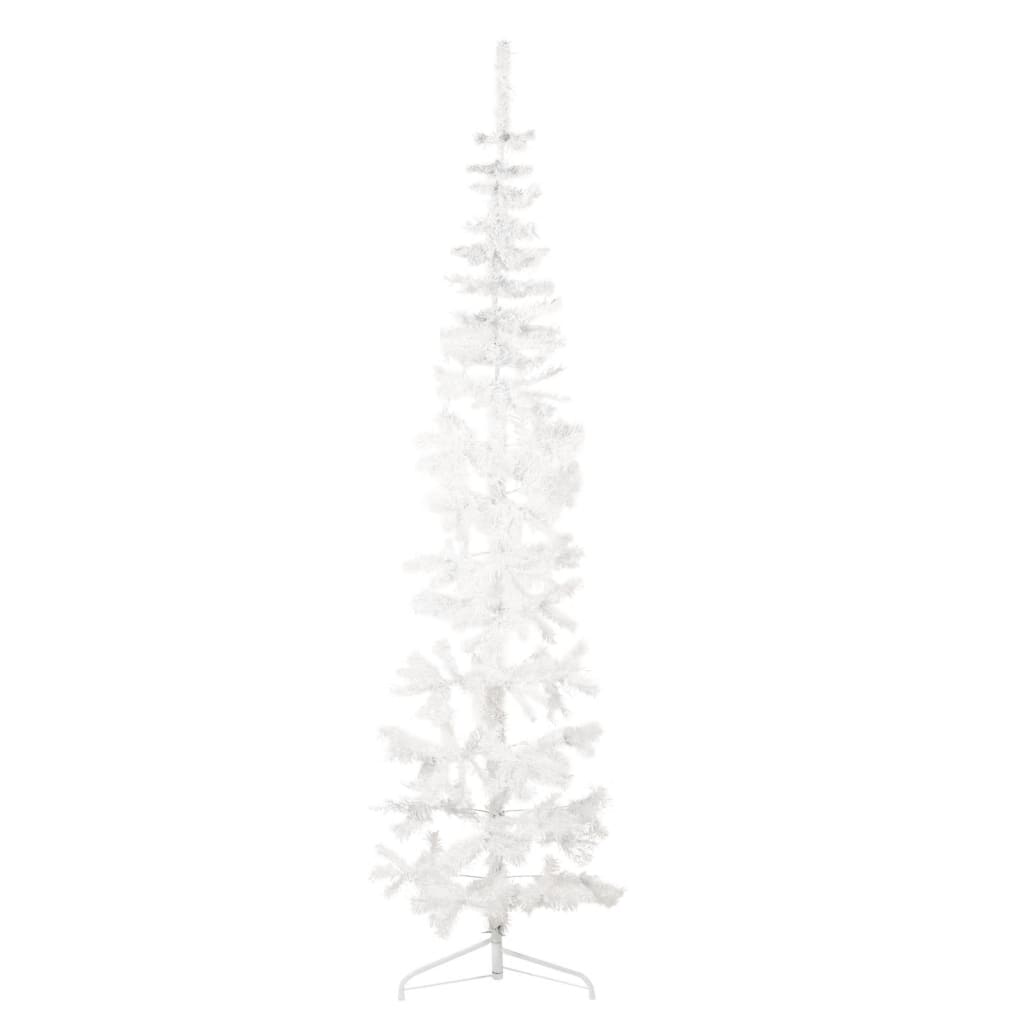 Berkfield Slim Artificial Half Christmas Tree with Stand White 240 cm