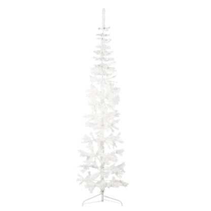 Berkfield Slim Artificial Half Christmas Tree with Stand White 240 cm
