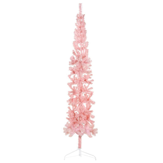 Berkfield Slim Artificial Half Christmas Tree with Stand Pink 210 cm