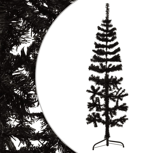 Berkfield Slim Artificial Half Christmas Tree with Stand Black 120 cm