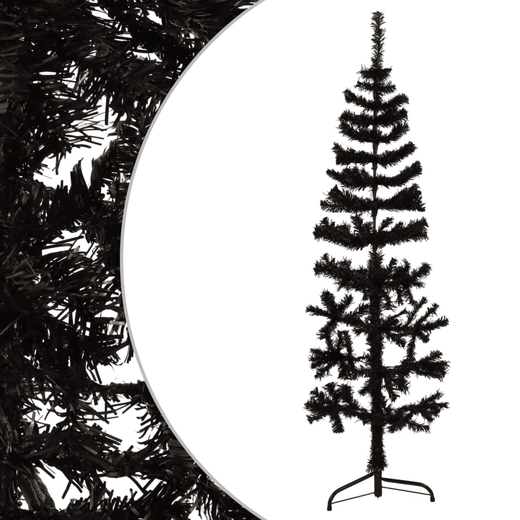 Berkfield Slim Artificial Half Christmas Tree with Stand Black 150 cm