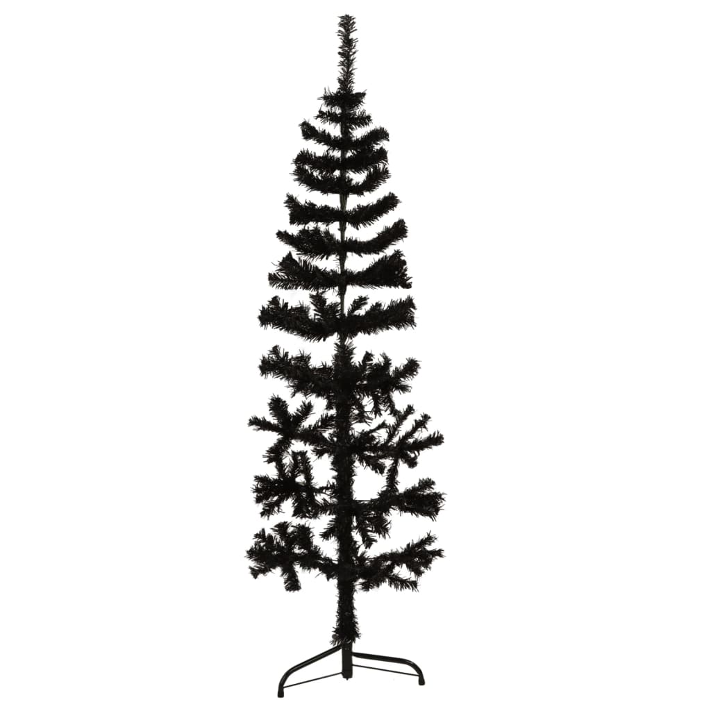 Berkfield Slim Artificial Half Christmas Tree with Stand Black 150 cm