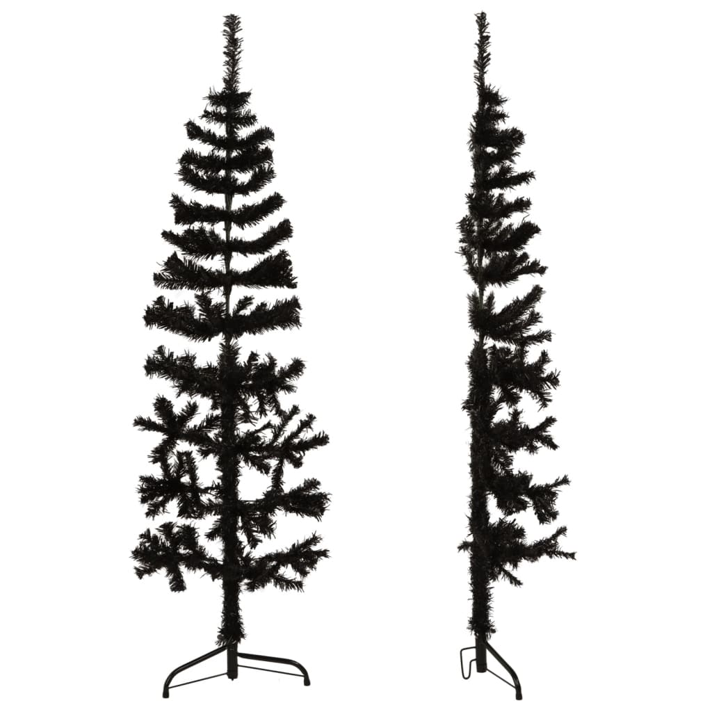 Berkfield Slim Artificial Half Christmas Tree with Stand Black 150 cm