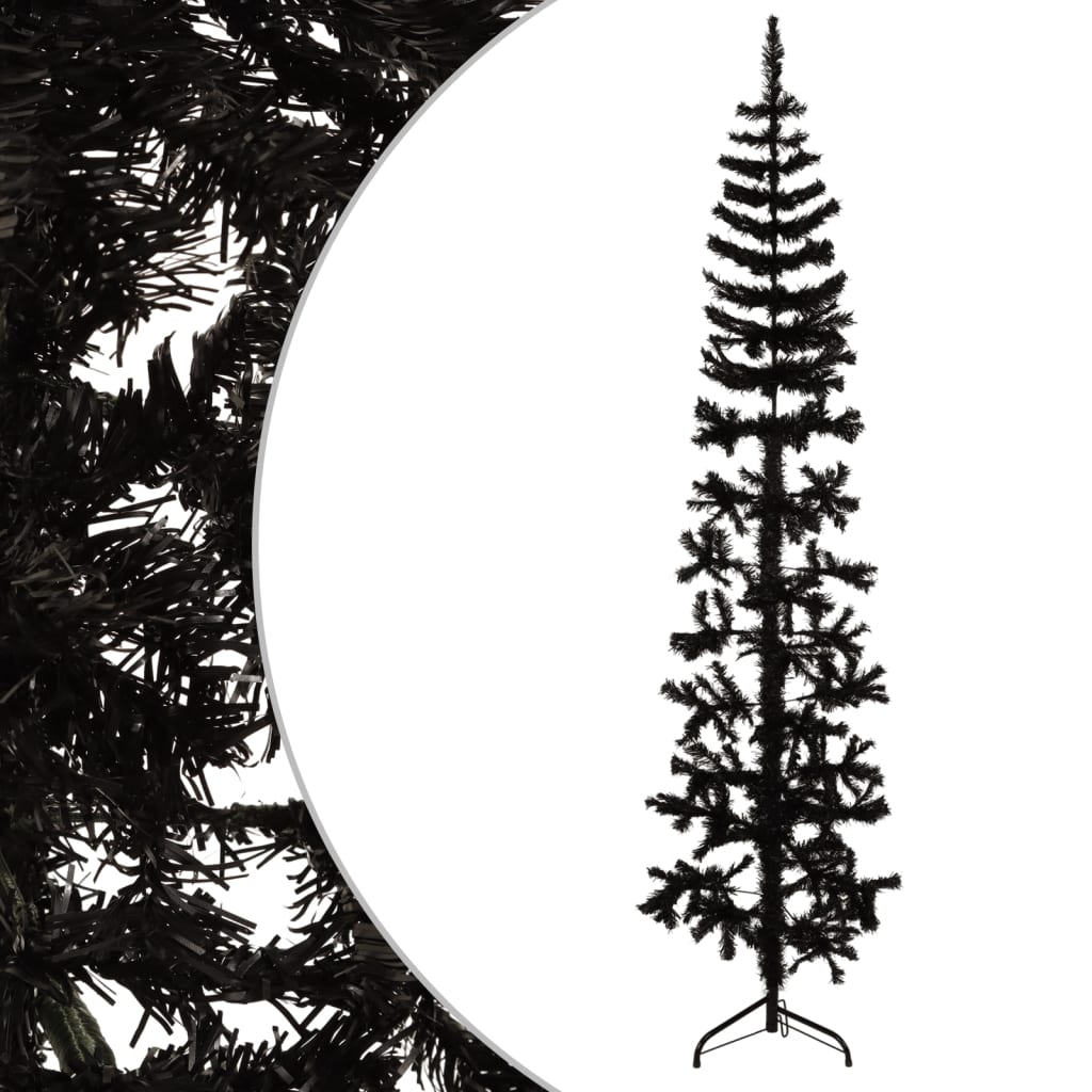 Berkfield Slim Artificial Half Christmas Tree with Stand Black 180 cm