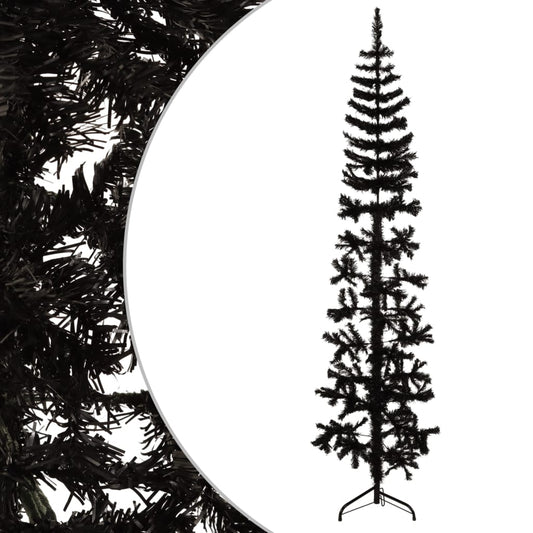 Berkfield Slim Artificial Half Christmas Tree with Stand Black 180 cm