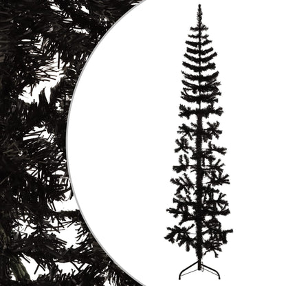 Berkfield Slim Artificial Half Christmas Tree with Stand Black 210 cm