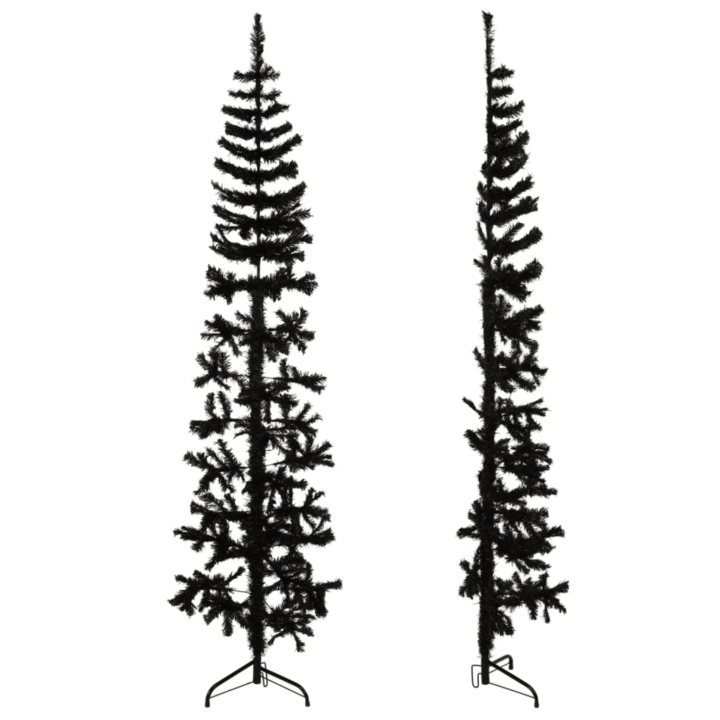 Berkfield Slim Artificial Half Christmas Tree with Stand Black 210 cm