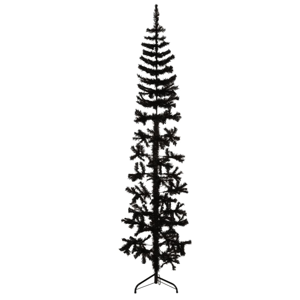 Berkfield Slim Artificial Half Christmas Tree with Stand Black 210 cm