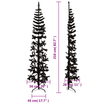 Berkfield Slim Artificial Half Christmas Tree with Stand Black 210 cm