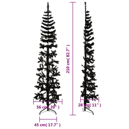 Berkfield Slim Artificial Half Christmas Tree with Stand Black 210 cm