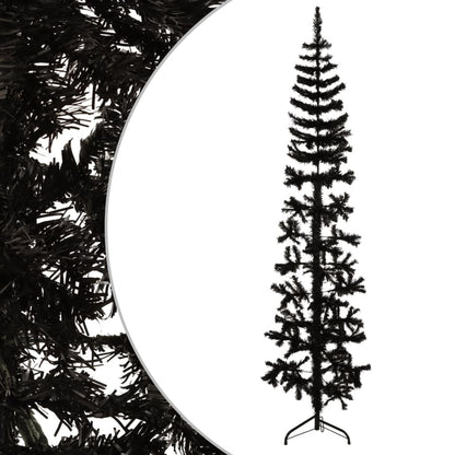 Berkfield Slim Artificial Half Christmas Tree with Stand Black 210 cm
