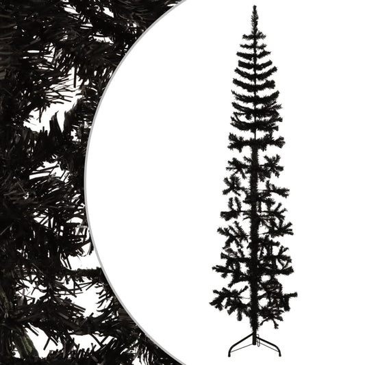 Berkfield Slim Artificial Half Christmas Tree with Stand Black 210 cm