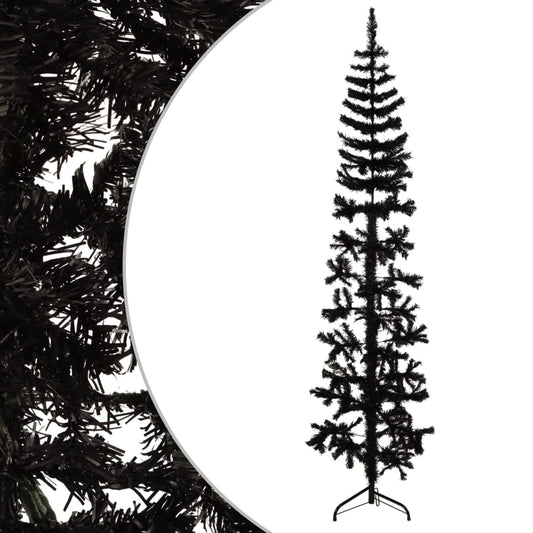Berkfield Slim Artificial Half Christmas Tree with Stand Black 240 cm