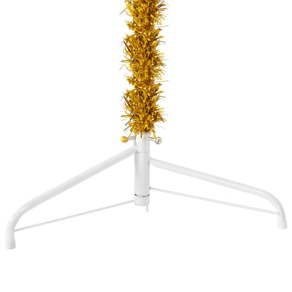 Berkfield Slim Artificial Half Christmas Tree with Stand Gold 120 cm