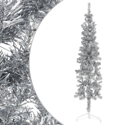 Berkfield Slim Artificial Half Christmas Tree with Stand Silver 120 cm