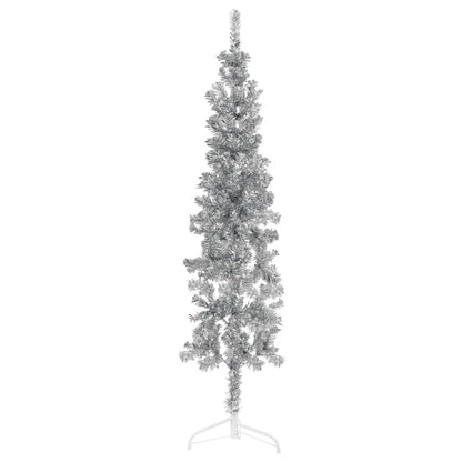 Berkfield Slim Artificial Half Christmas Tree with Stand Silver 120 cm