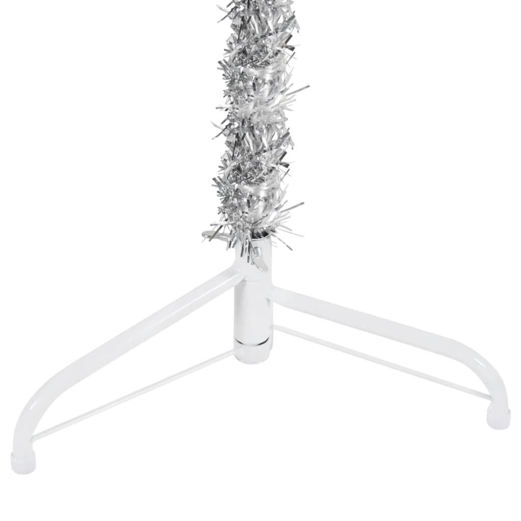 Berkfield Slim Artificial Half Christmas Tree with Stand Silver 120 cm
