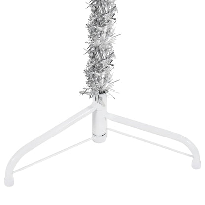 Berkfield Slim Artificial Half Christmas Tree with Stand Silver 120 cm
