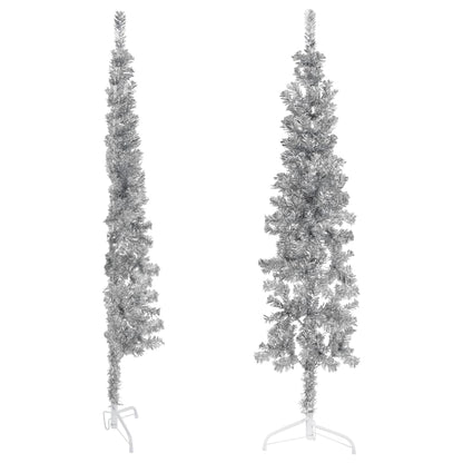 Berkfield Slim Artificial Half Christmas Tree with Stand Silver 180 cm