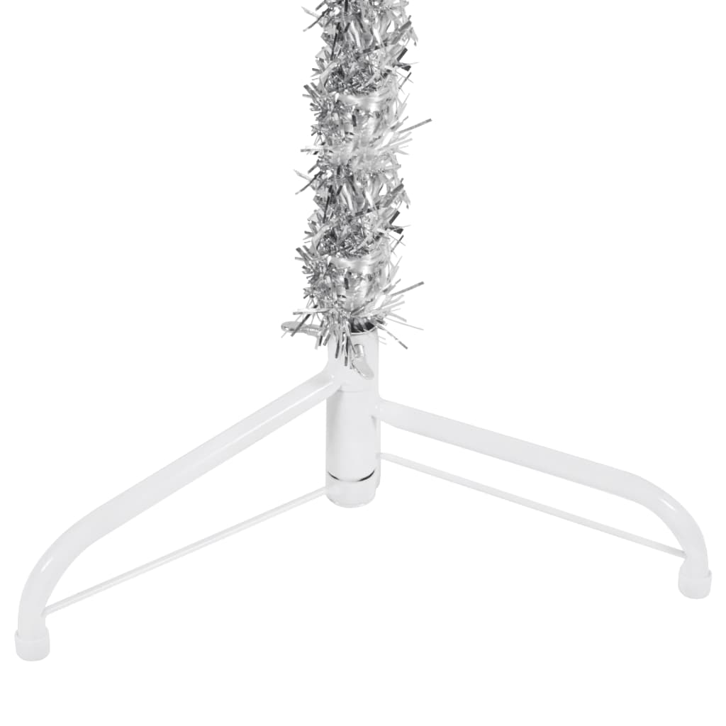 Berkfield Slim Artificial Half Christmas Tree with Stand Silver 180 cm