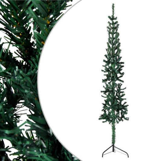 Berkfield Slim Artificial Half Christmas Tree with Stand Green 120 cm