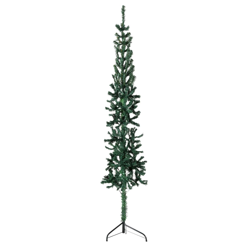 Berkfield Slim Artificial Half Christmas Tree with Stand Green 210 cm