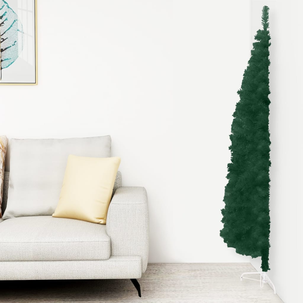 Berkfield Slim Artificial Half Christmas Tree with Stand Green 240 cm