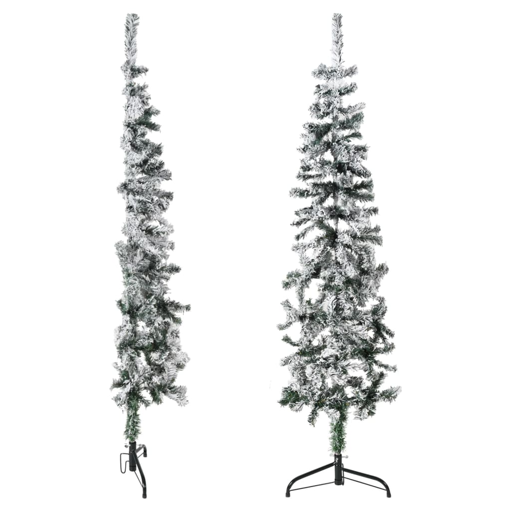 Berkfield Slim Artificial Half Christmas Tree with Flocked Snow 120 cm