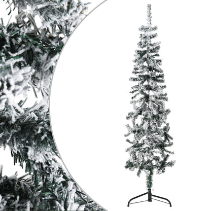 Berkfield Slim Artificial Half Christmas Tree with Flocked Snow 120 cm