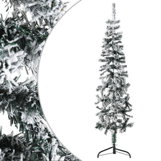 Berkfield Slim Artificial Half Christmas Tree with Flocked Snow 120 cm