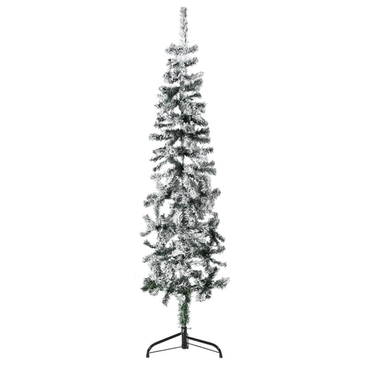 Berkfield Slim Artificial Half Christmas Tree with Flocked Snow 150 cm