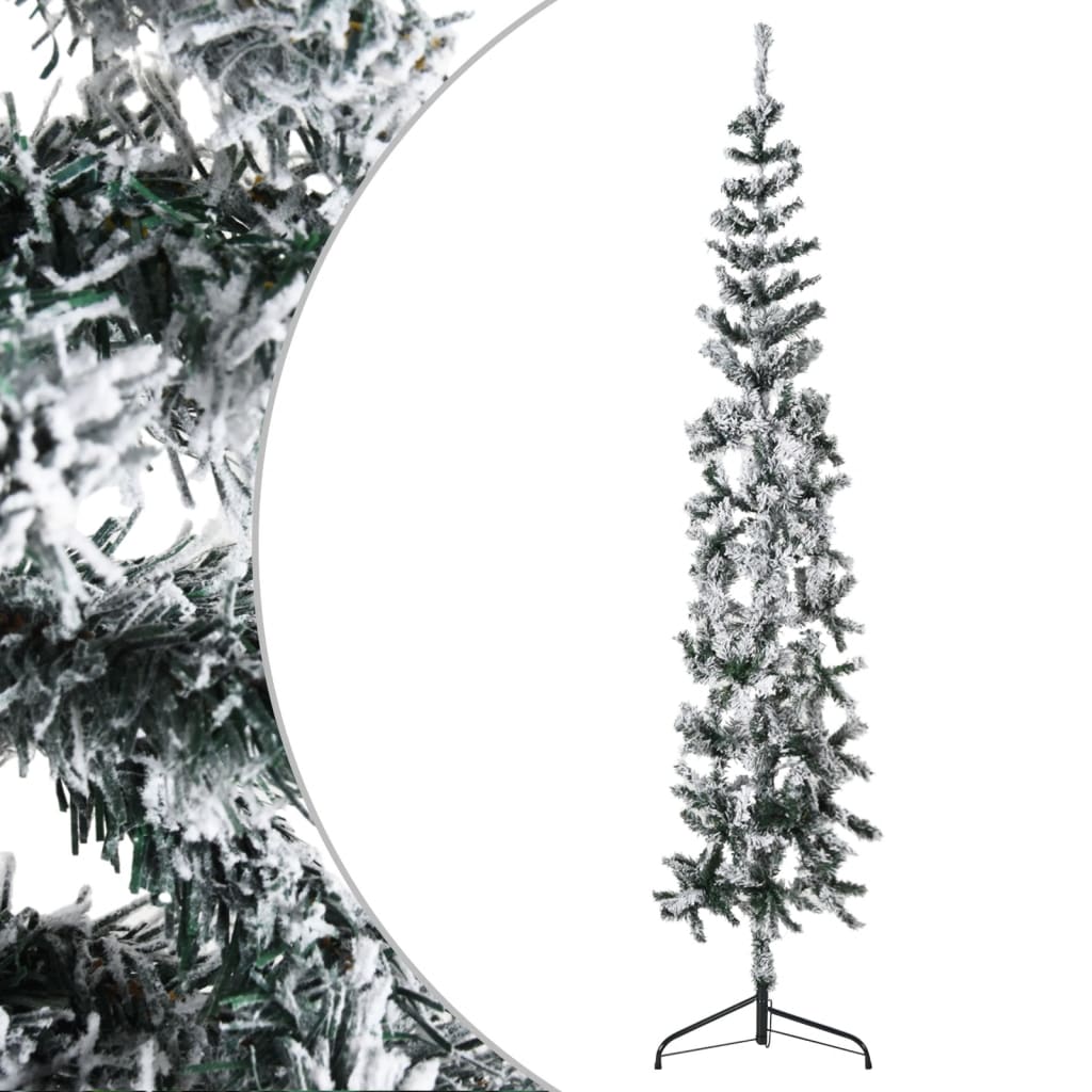 Berkfield Slim Artificial Half Christmas Tree with Flocked Snow 180 cm